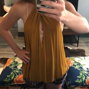 Free People Marigold Yellow Flow Halter Tank Small
